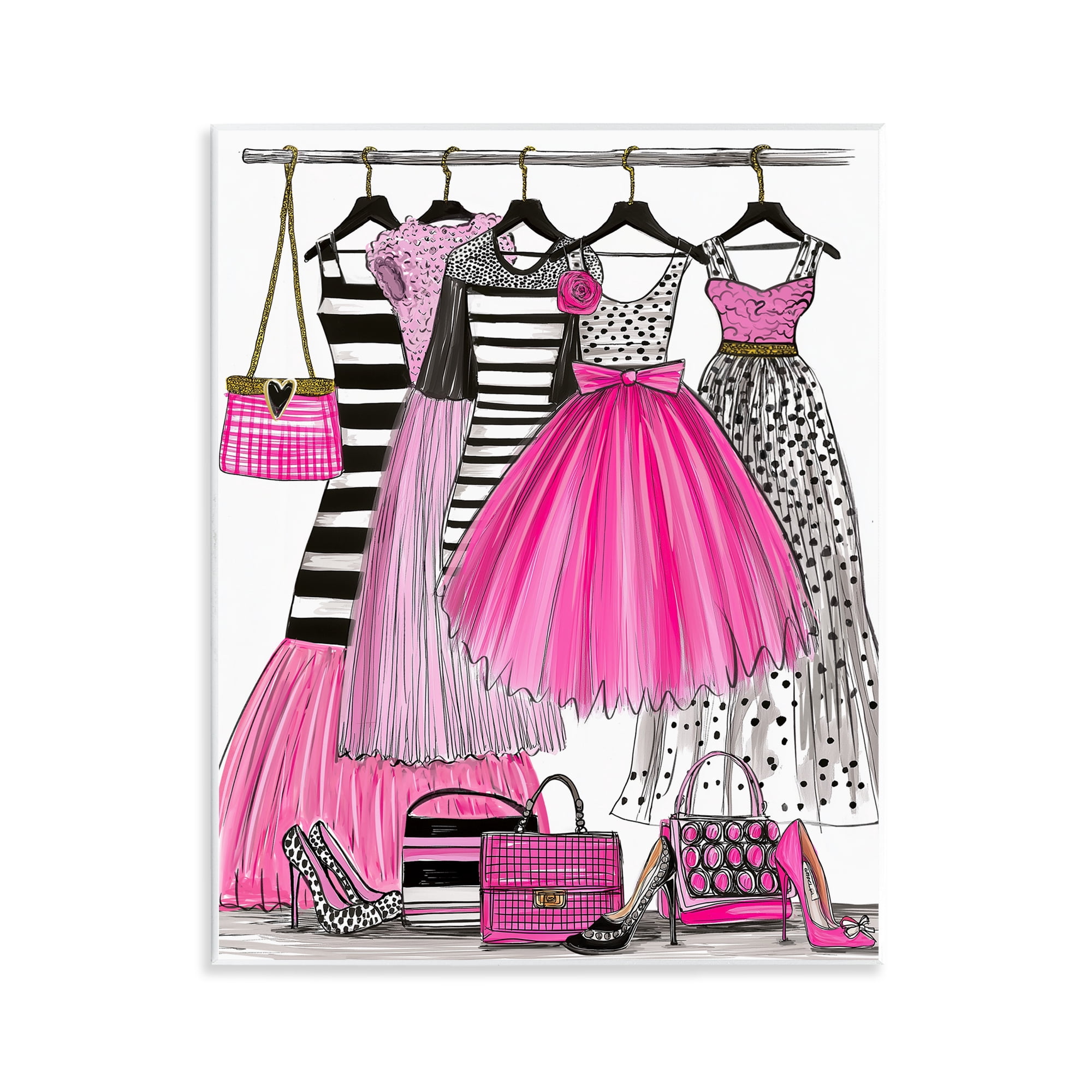 Stupell Industries Chic Pink Tulle Dresses Wall Plaque Art, design by Jess Stempel