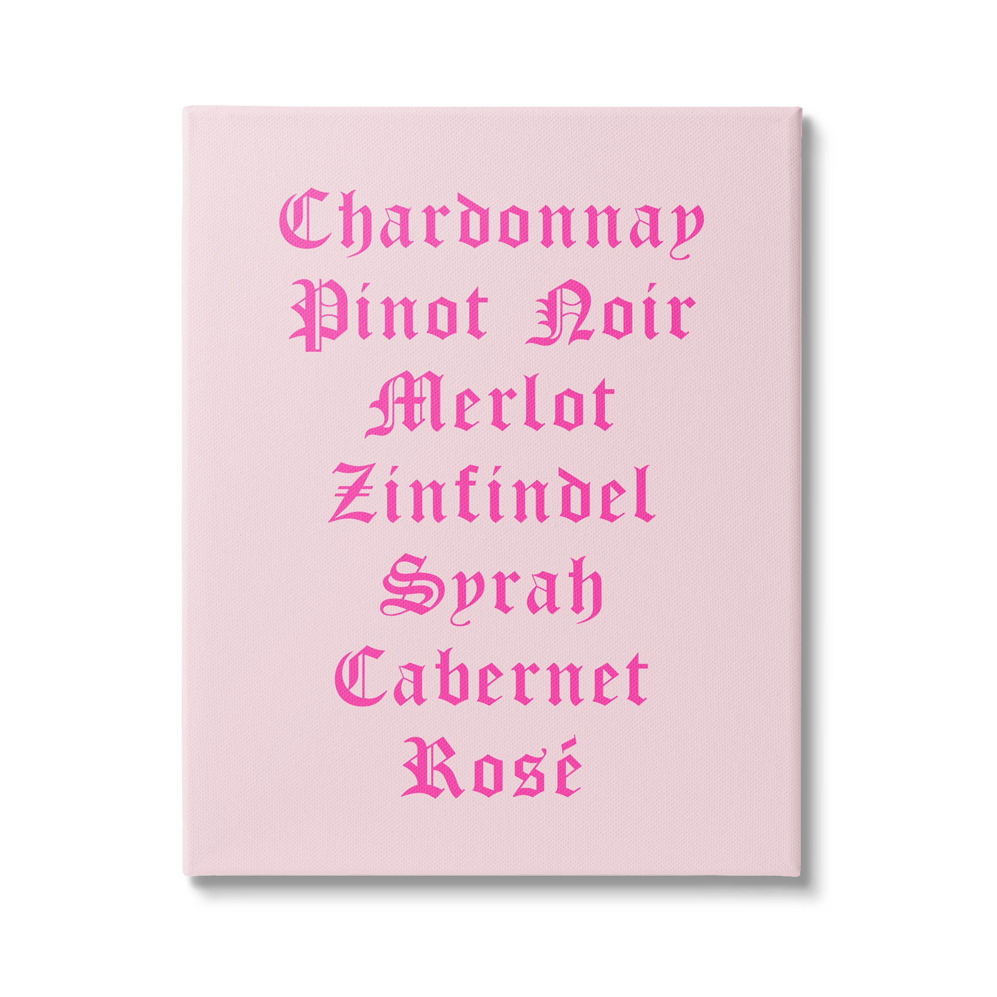 Stupell Industries Chic Pink Wine List Food & Beverage Painting Gallery Wrapped Canvas Art Print Wall Art, 30 x 40