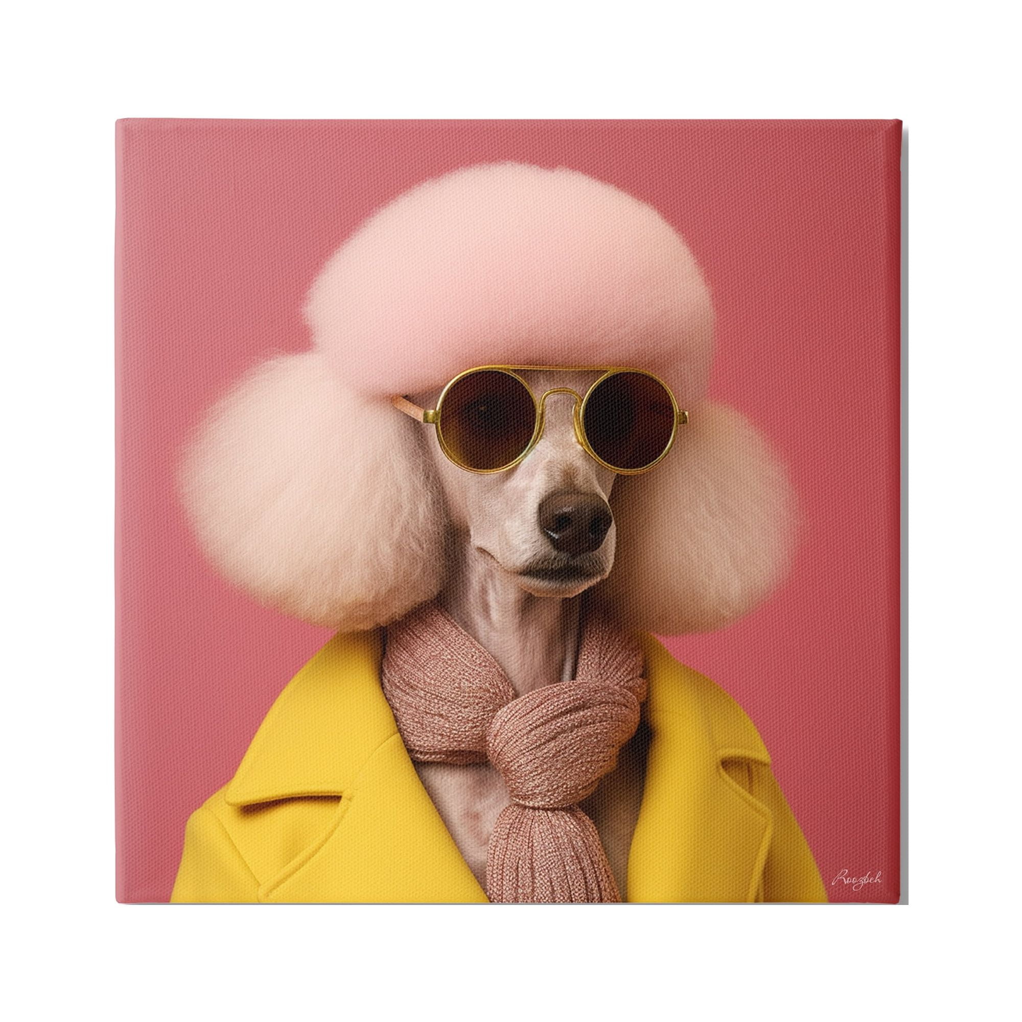 Stupell Industries Chic Poodle Fashion Animals & Insects Painting Gallery Wrapped Canvas Art Print Wall Art, 24 x 24