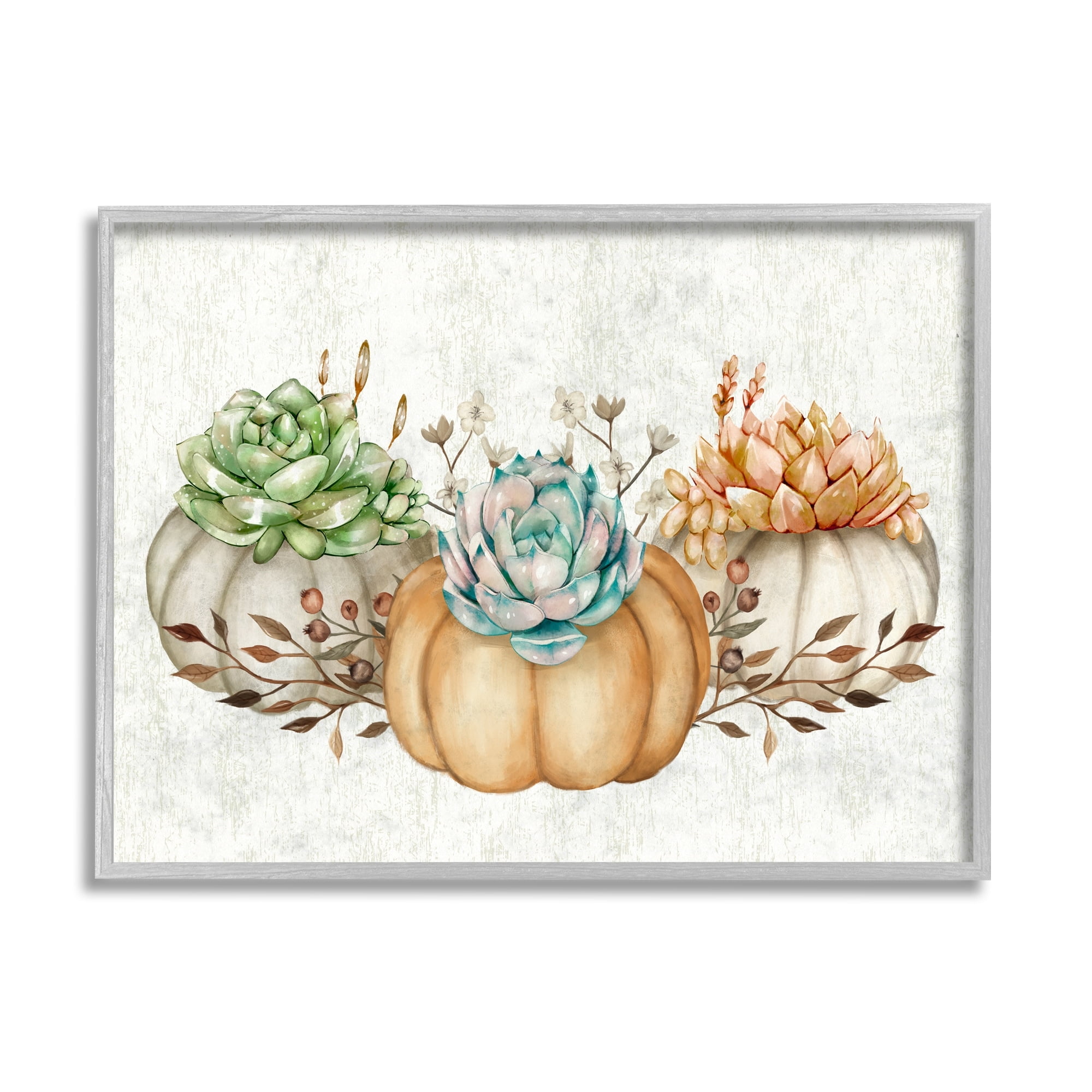 Stupell Industries Chic Pumpkin Succulent Trio Autumn Boho Vegetables, 20 x 16,Design by Ziwei Li
