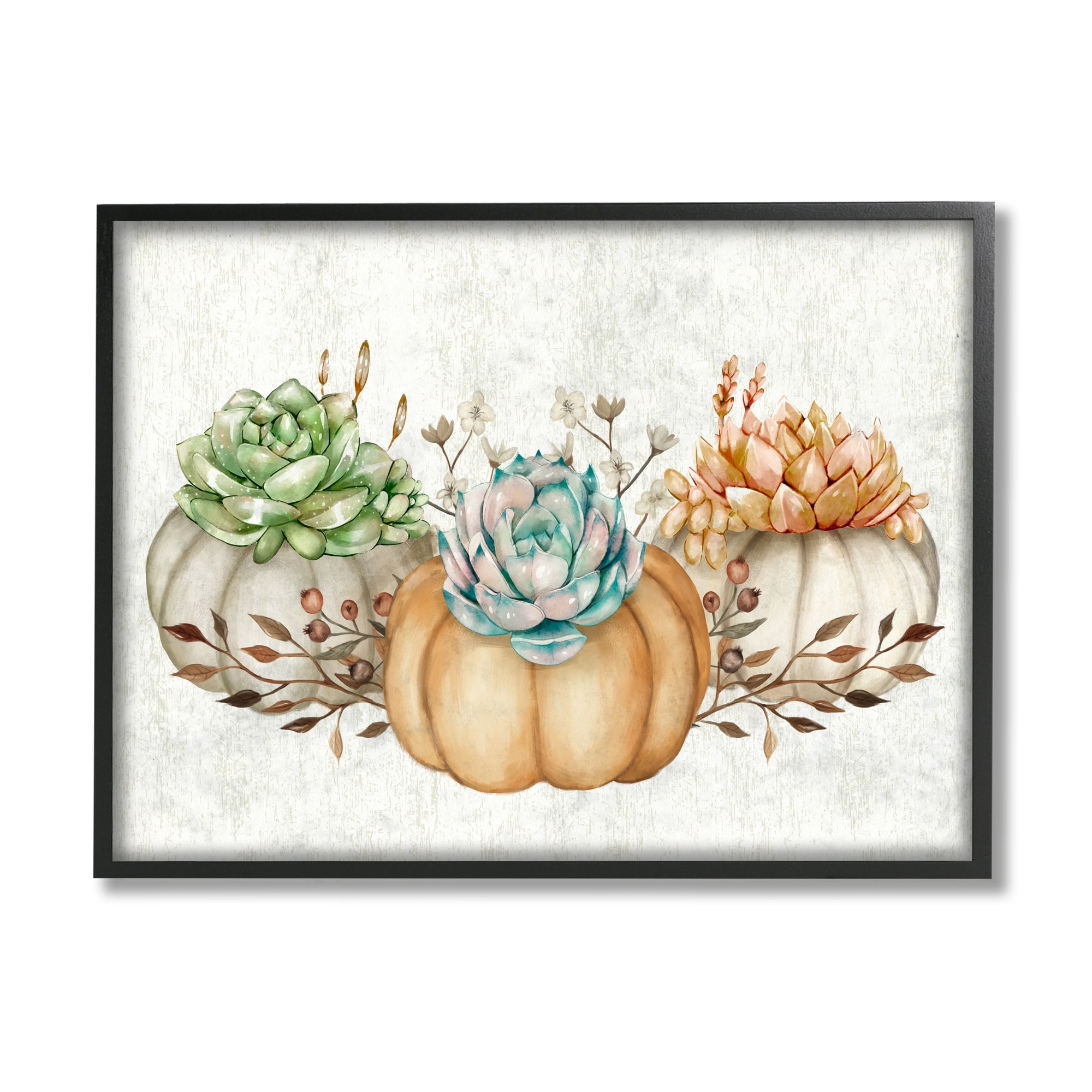 Stupell Industries Chic Pumpkin Succulent Trio Autumn Boho Vegetables, 20 x 16,Design by Ziwei Li