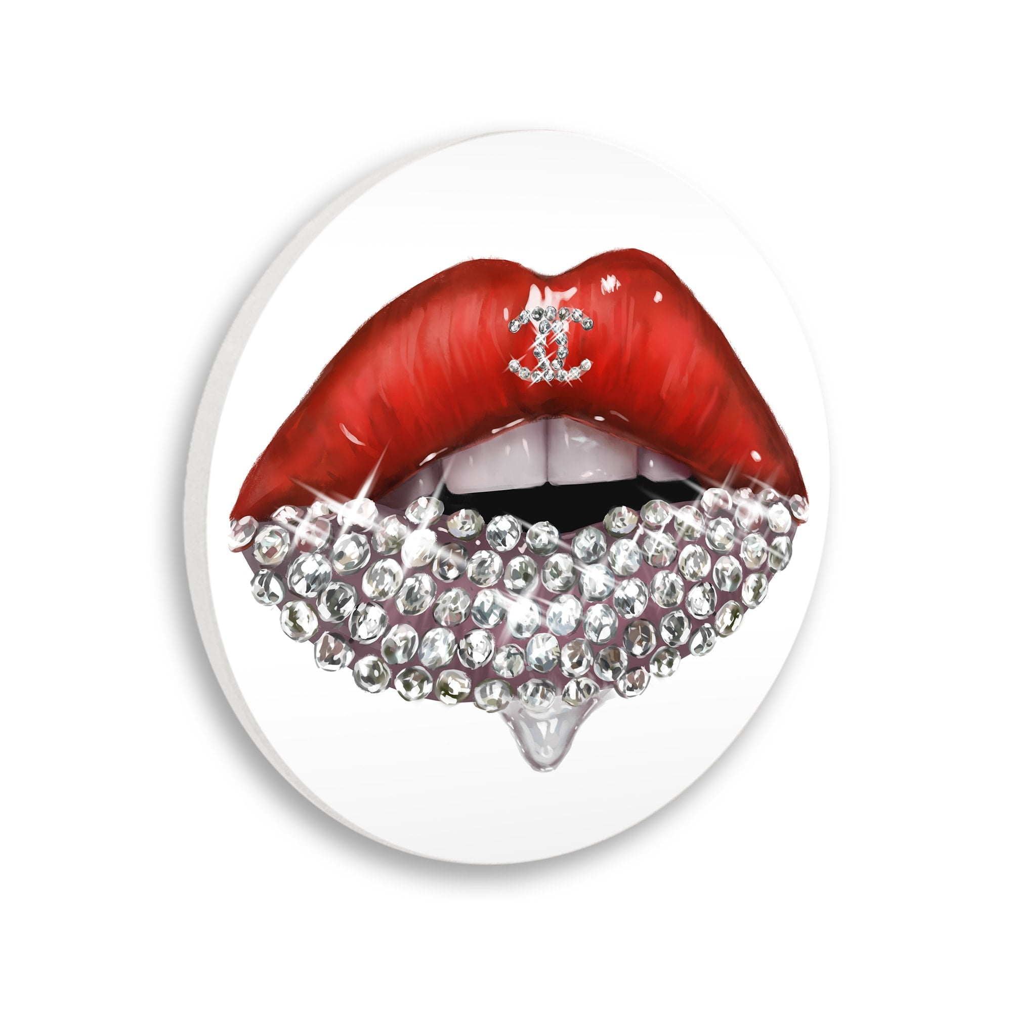 Stupell Industries Chic Red Lip Portrait Women's Fashion Stone Details,12 x 12,Design By Ziwei Li