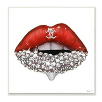 Stupell Industries Chic Red Lip Portrait Women's Fashion Stone Details Designed by Ziwei Li