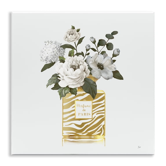 Stupell Industries Chic Striped Perfume Bouquet Floral Painting Unframed Art Print Wall Art, 12 x 12