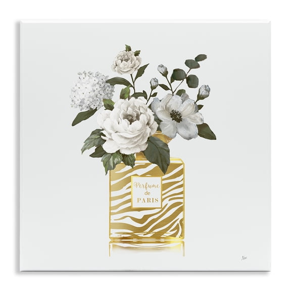 Stupell Industries Chic Striped Perfume Bouquet Floral Painting Unframed Art Print Wall Art, 12 x 12