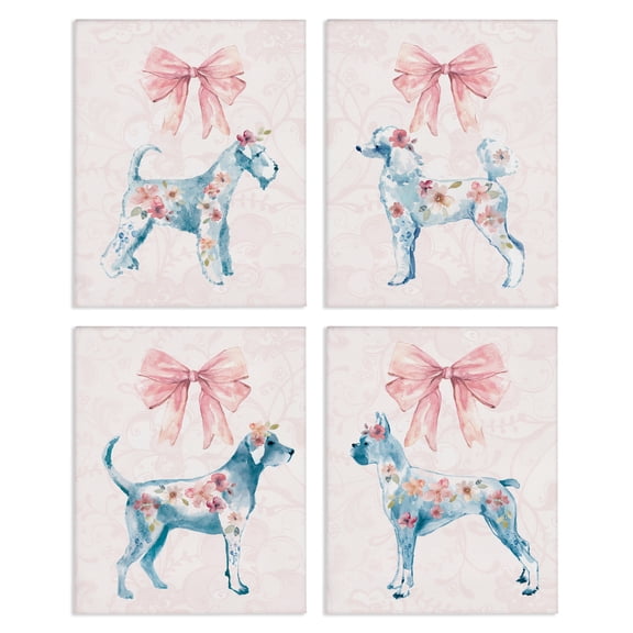 Stupell Industries Chic Stylish Pastel Dogs Animals Painting Wrapped Canvas Canvas Art Print Wall Art, 14 x 11, Set of 4