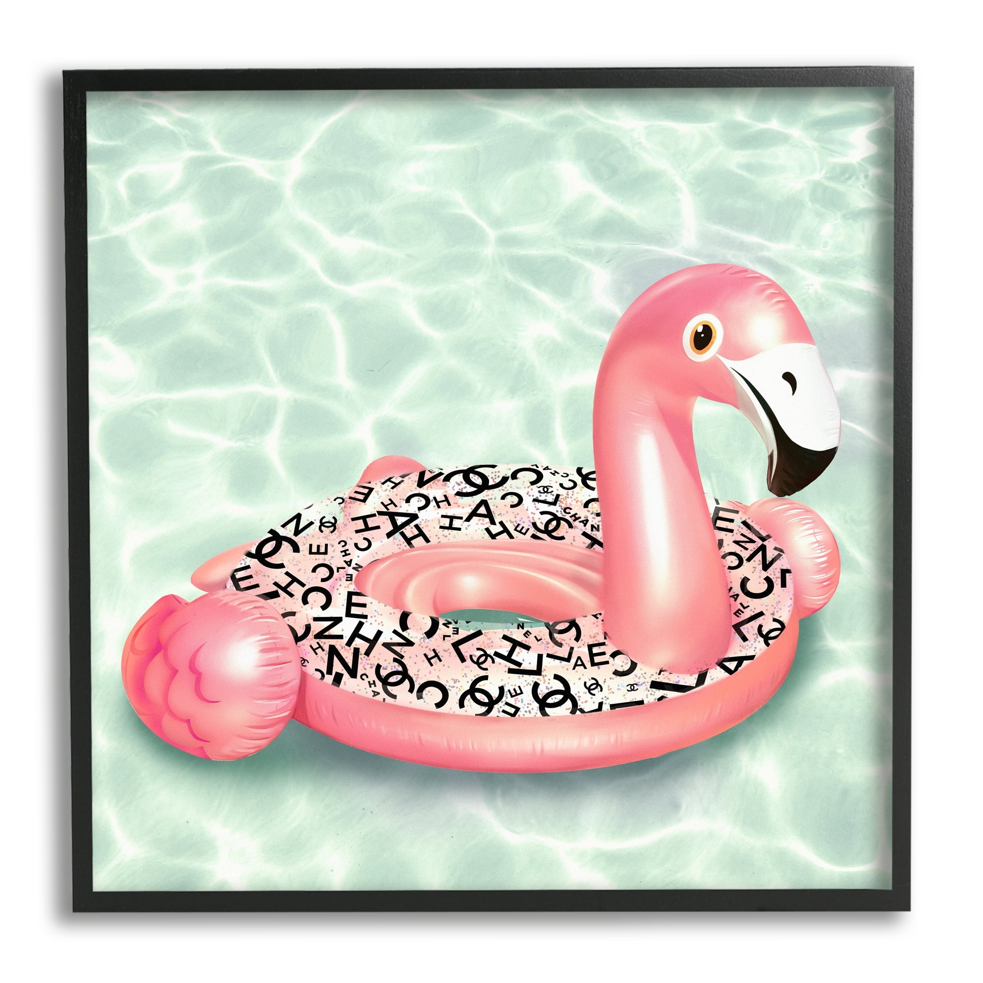 Stupell Industries Chic Summer Pool Float Glam Fashion Pattern Graphic Art Black Framed Art Print Wall Art, Design by Ziwei Li