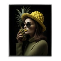 Stupell Industries Chic Tropical Woman Novelty Painting Black Framed Art Print Wall Art, 11 x 14
