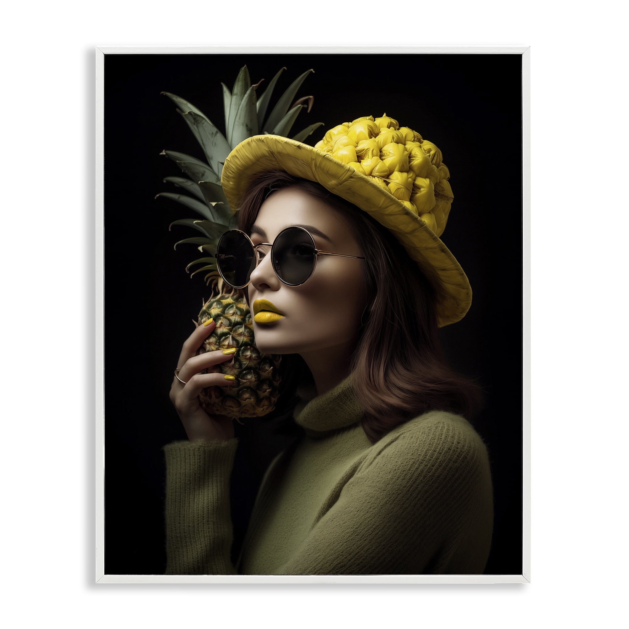 Stupell Industries Chic Tropical Woman Novelty Painting White Framed Art Print Wall Art, 24 x 30
