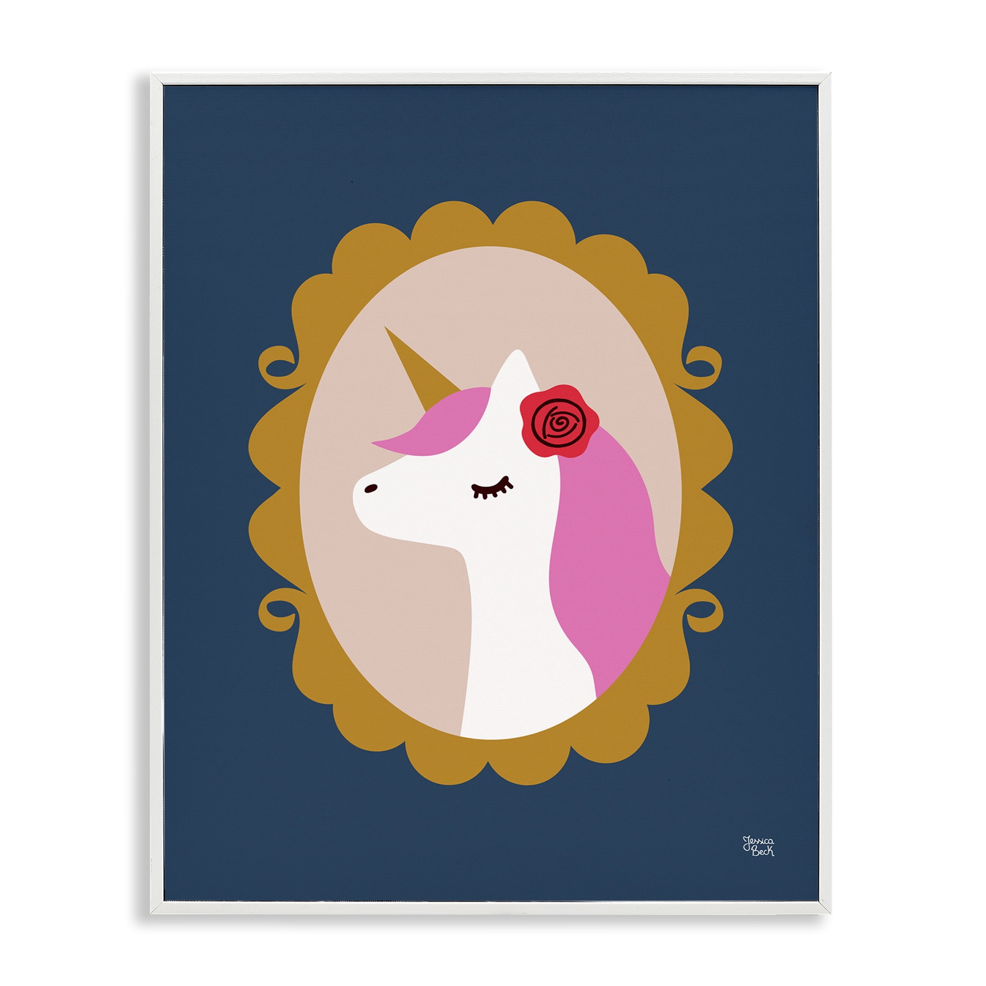 Stupell Industries Chic Unicorn Portrait Fantasy & Sci-Fi Painting White Framed Art Print Wall Art, 24 x 30