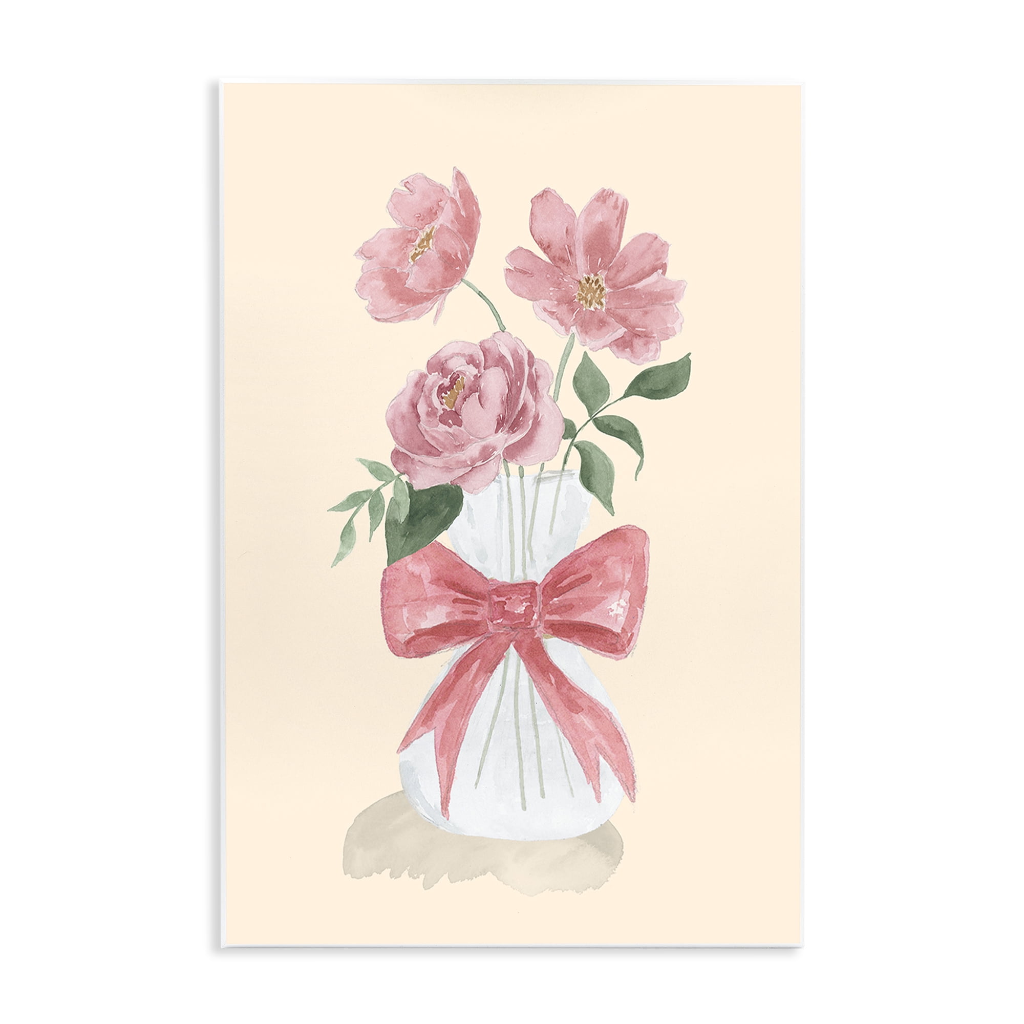 Stupell Industries Chic Vase Of Pink Plants & Flowers Painting Unframed Art Print Wall Art, 13 x 19