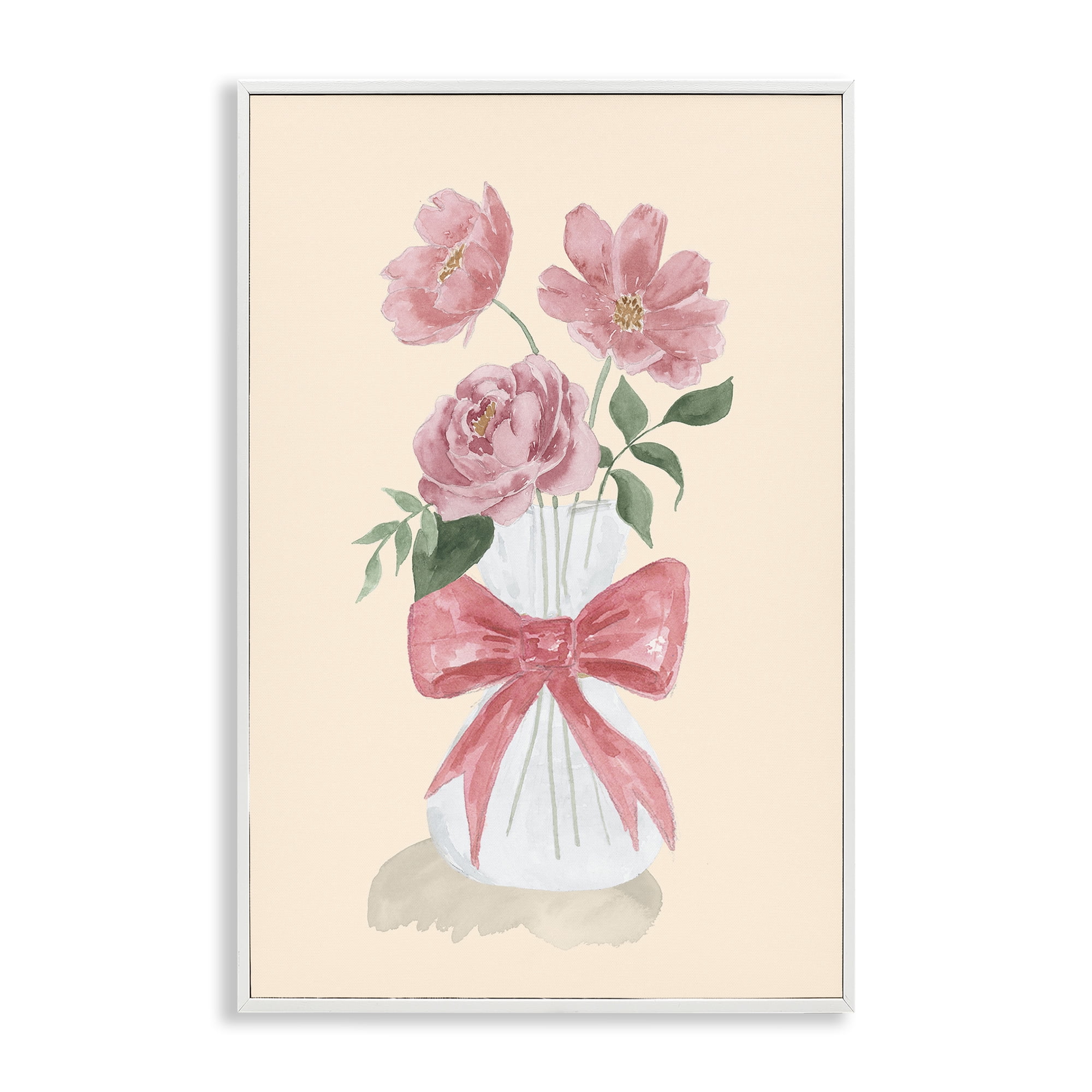 Stupell Industries Chic Vase Of Pink Plants & Flowers Painting White Framed Art Print Wall Art, 16 x 24