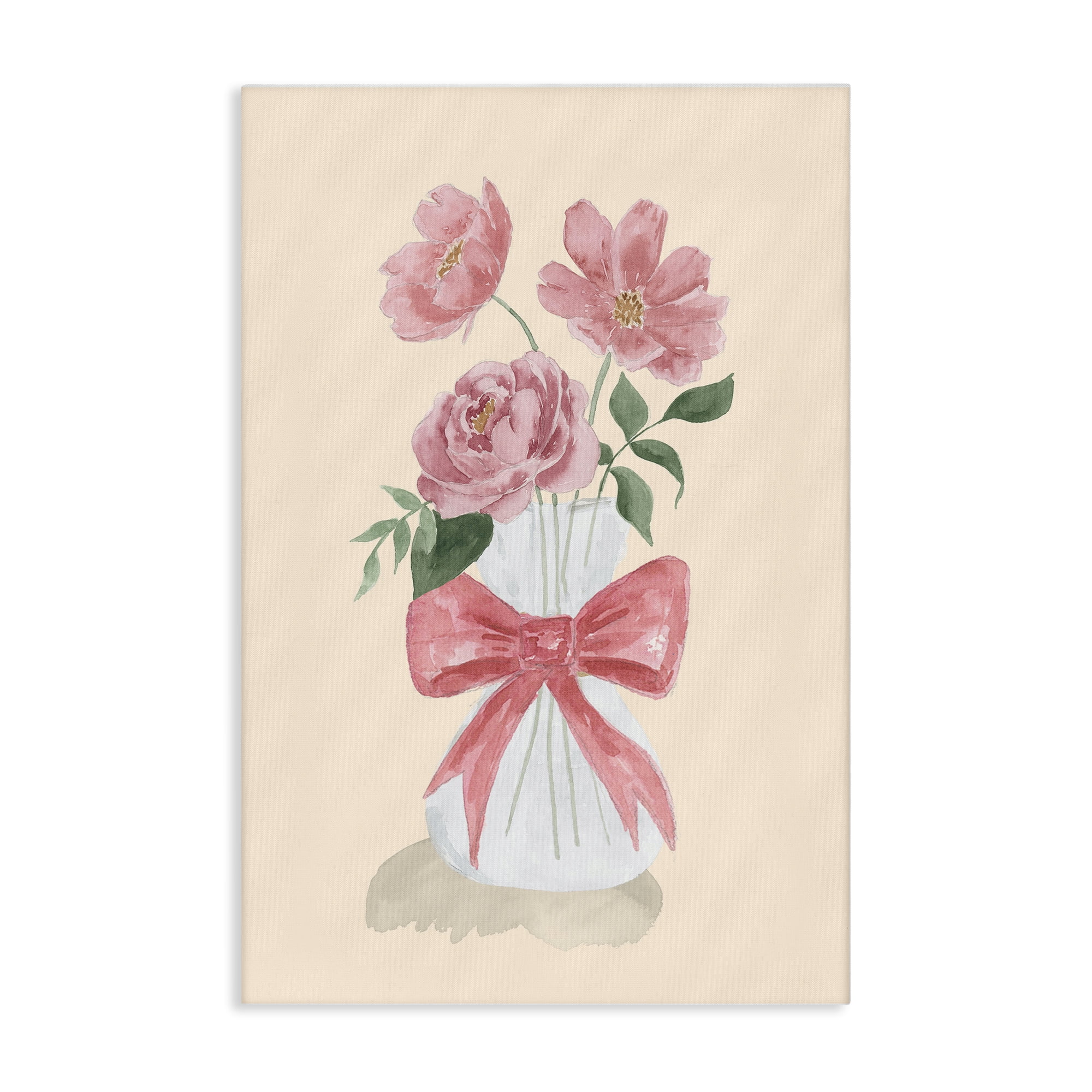 Stupell Industries Chic Vase Of Pink Plants & Flowers Painting Wrapped Canvas Art Print Wall Art, 16 x 24