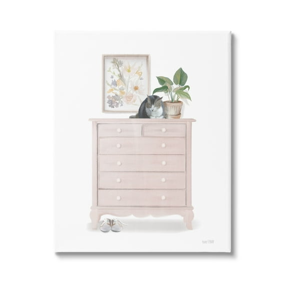 Stupell Industries Chic Wardrobe Still Life Pet Cat Resting Plants,36 x 48, Design by House Fenway