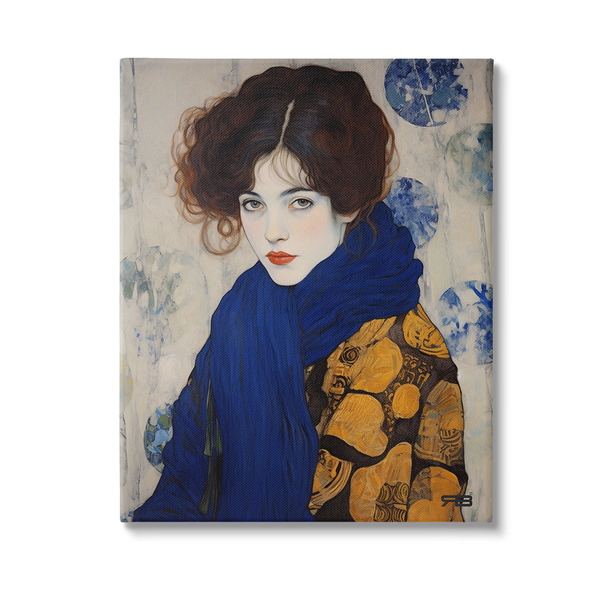 Stupell Industries Chic Woman Blue Scarf Beauty & Fashion Painting Gallery Wrapped Canvas Art Print Wall Art, 30 x 40