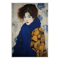 Stupell Industries Chic Woman Blue Scarf Beauty & Fashion Painting Unframed Art Print Wall Art, 10 x 15