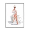 thumbnail image 1 of Stupell Industries Chic Woman Robe Coffee Cup Designer Logo Sunglasses Framed Wall Art, 24 x 30, Design by Ziwei Li, 1 of 8