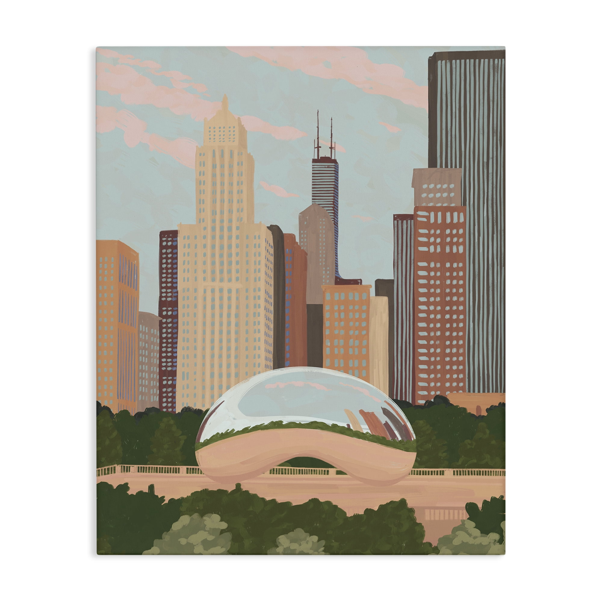 Stupell Industries Chicago Bean Cityscape Canvas Wall Art, design by Veronica Lara