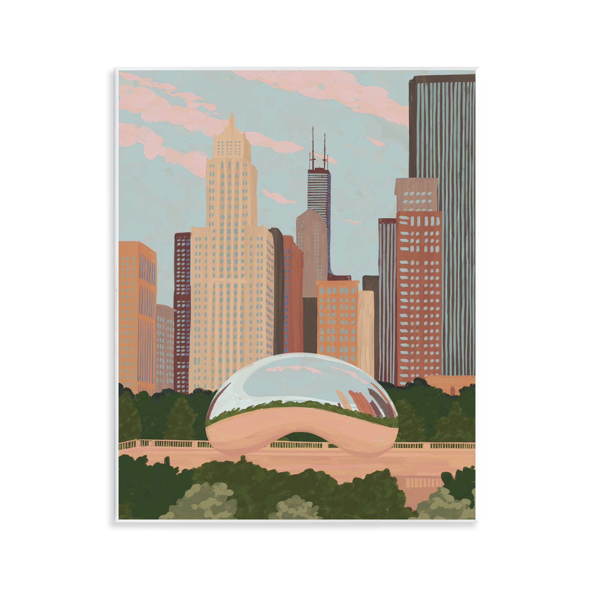 Stupell Industries Chicago Bean Cityscape Wall Plaque Art, design by Veronica Lara