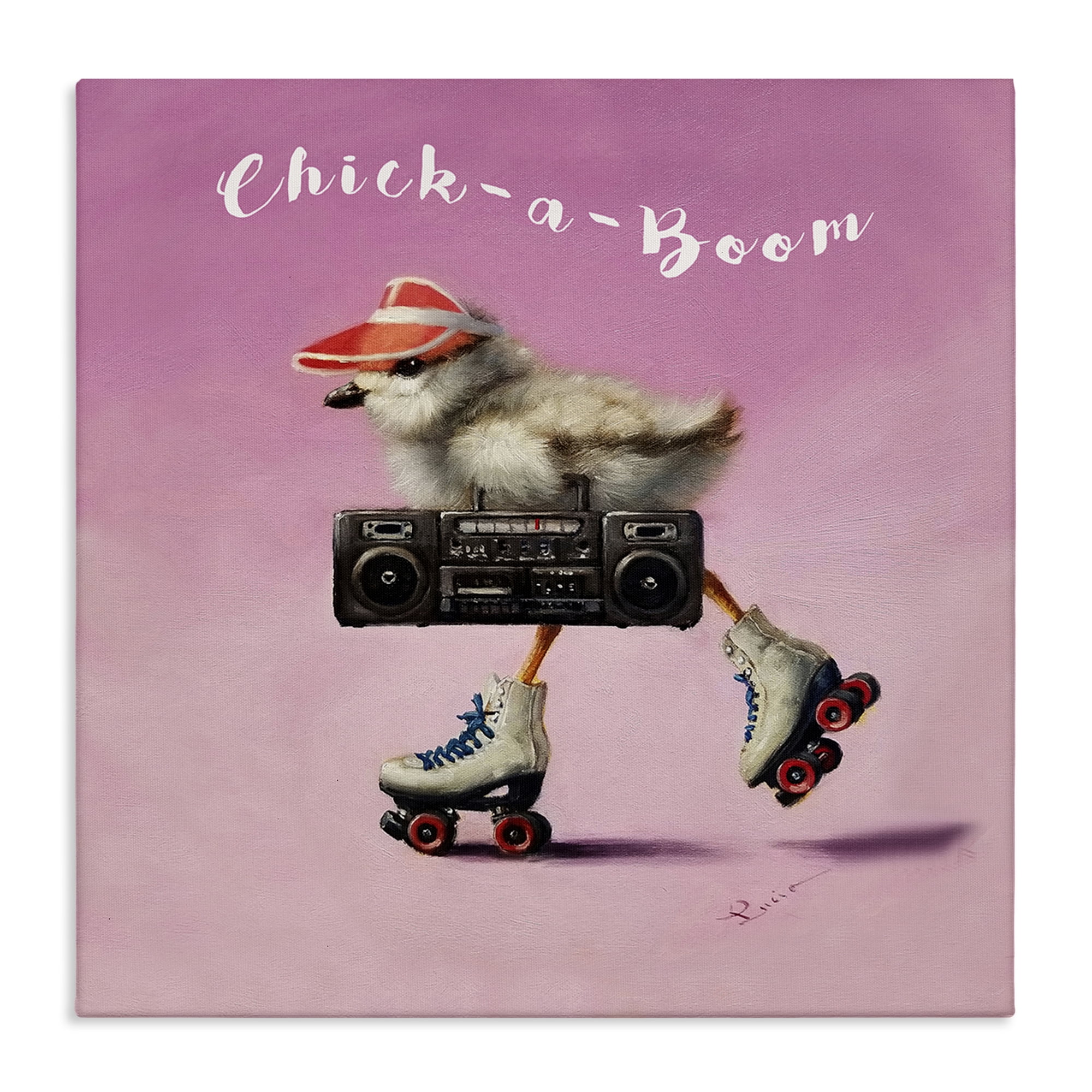 Stupell Industries Chick-A-Boom Boombox Bird Animals Painting Wrapped Canvas Art Print Wall Art, 30 x 30