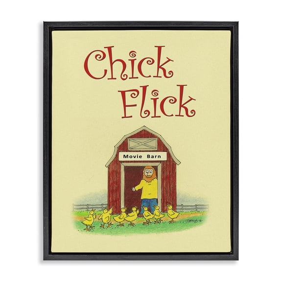 Stupell Industries Shabby Chic Chick Flick Vintage Pun Black Floating Frame Canvas Art, 25 x 31, by Roger Straub