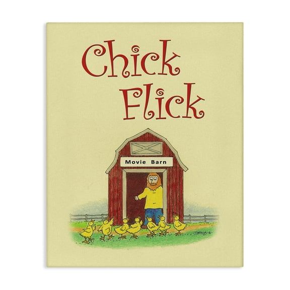 Stupell Industries Chick Flick Vintage Pun Humor Painting Wrapped Canvas Canvas Art Print Wall Art, 36 x 48