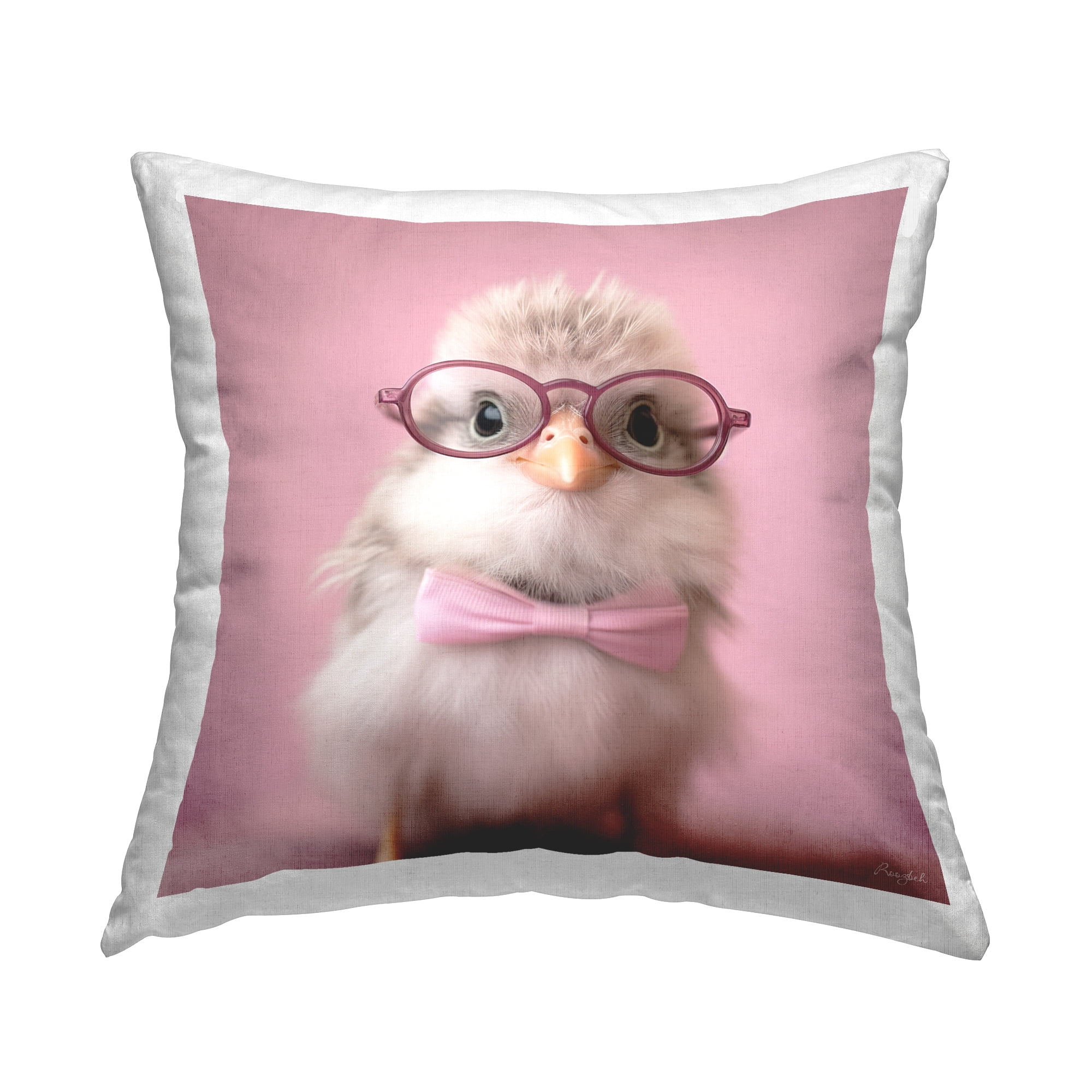 Stupell Industries Chick with Glasses Decorative Printed Throw Pillow, 18 x 18