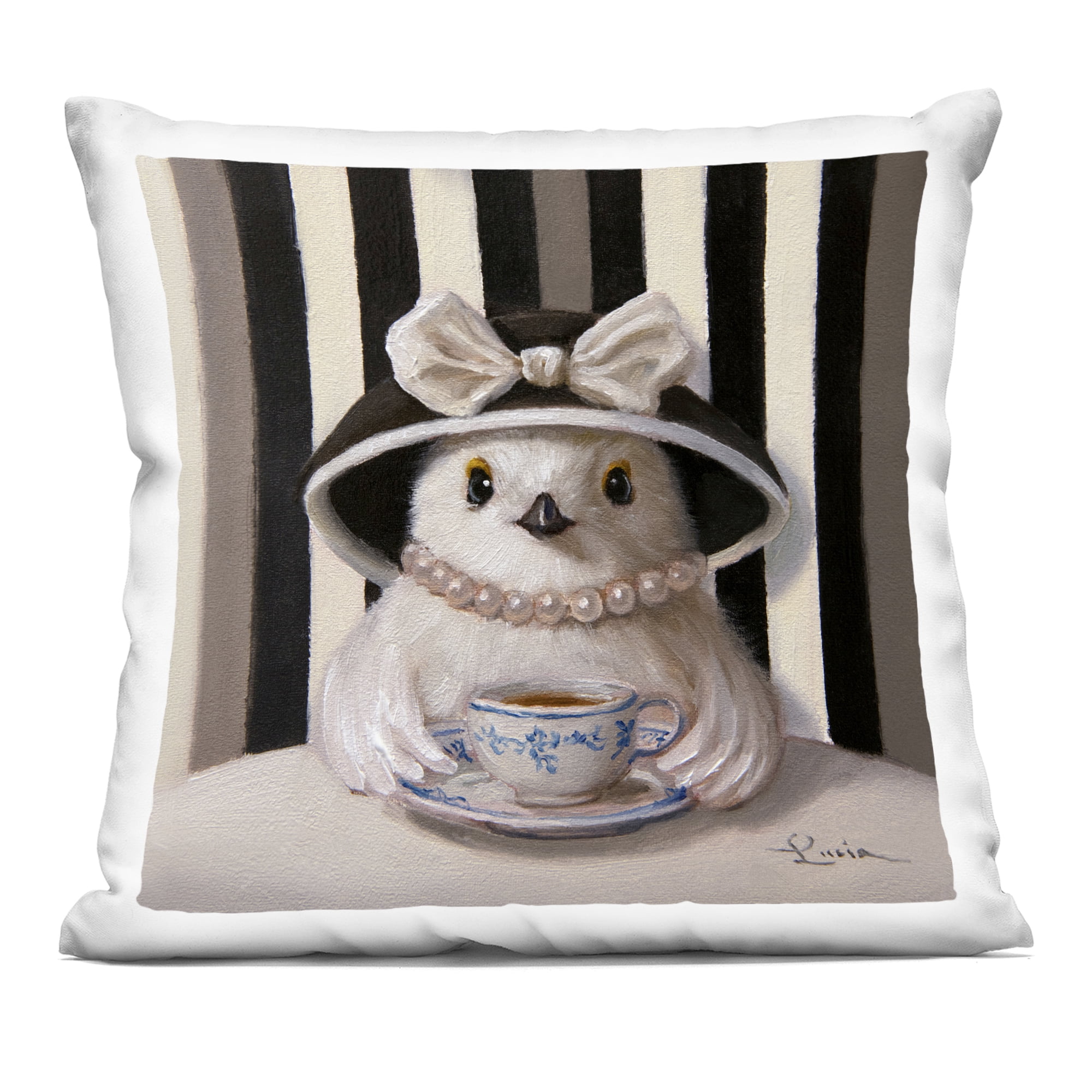 Stupell Industries Chicka Tea Chic Bird Decorative Printed Throw Pillow, design by Lucia Heffernan, 18 x 7 x 18