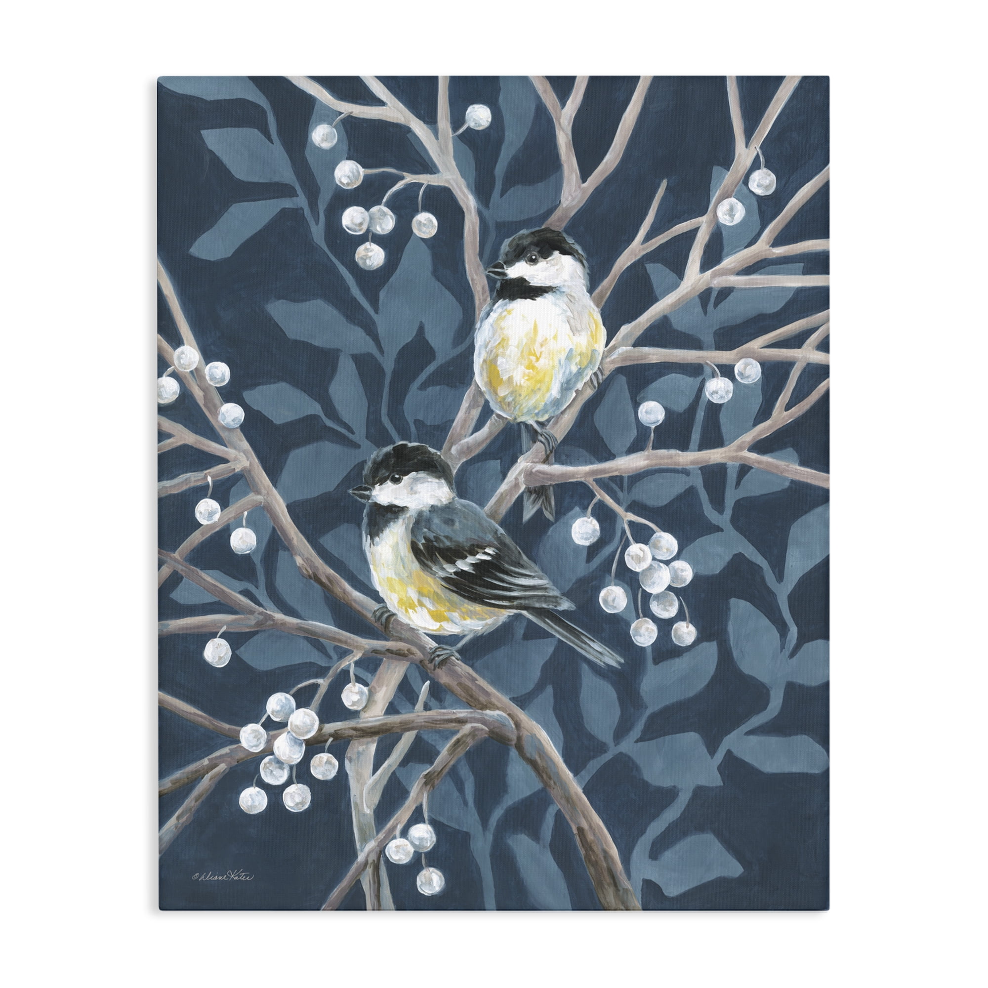 Stupell Industries Chickadees on Winter Berries Canvas Wall Art, design by Diane Kater