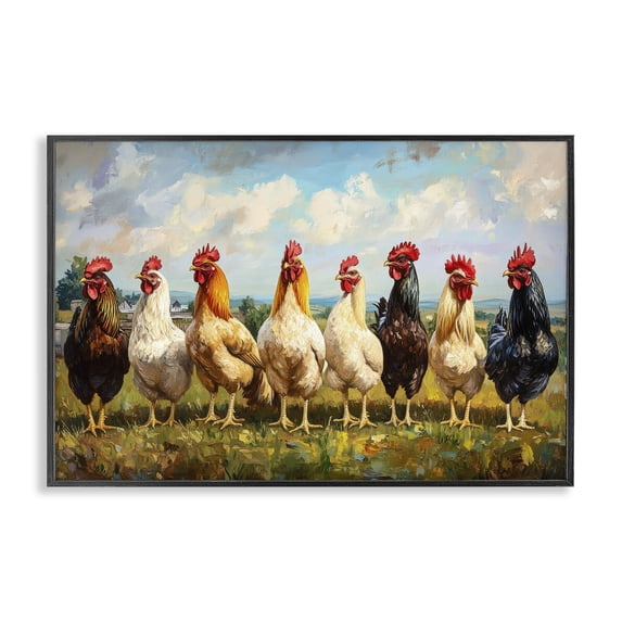Stupell Industries Farmhouse Chicken Brood on Horizon Black Framed Giclee Art, 18 x 12, by Petals Prints Design