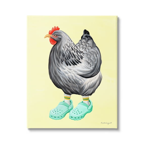Stupell Industries Chicken Hen Vibrant Rubber Clogs Farm Animal Graphic Art Gallery Wrapped Canvas Print Wall Art, Design by Amelie Legault