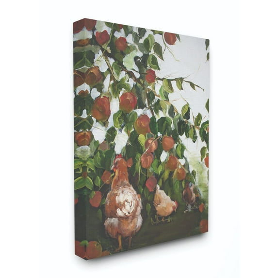 Stupell Industries Chicken and Apples Animal Green Painting Canvas Wall Art by Melissa Lyons