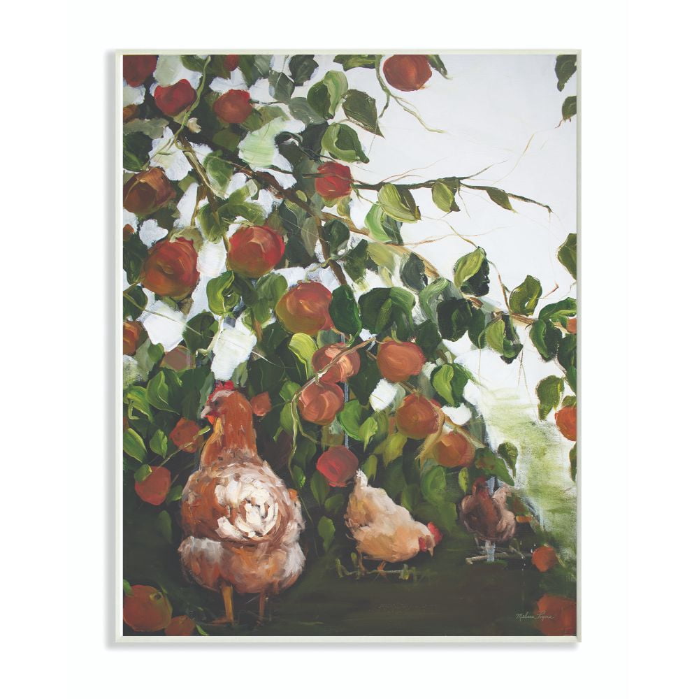 Stupell Industries Chicken and Apples Animal Green Painting Wall Plaque Art by Melissa Lyons