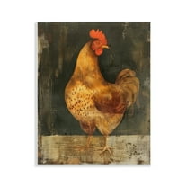 Stupell Industries Chicken on Rustic Background Animals Painting Unframed Art Print Wall Art, 11 x 14
