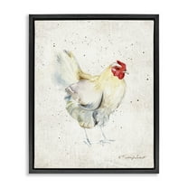 Stupell Industries Chicken with Speckled Paint Animals & Insects Painting Black Floater Framed Canvas Art Print Wall Art, 17 x 21