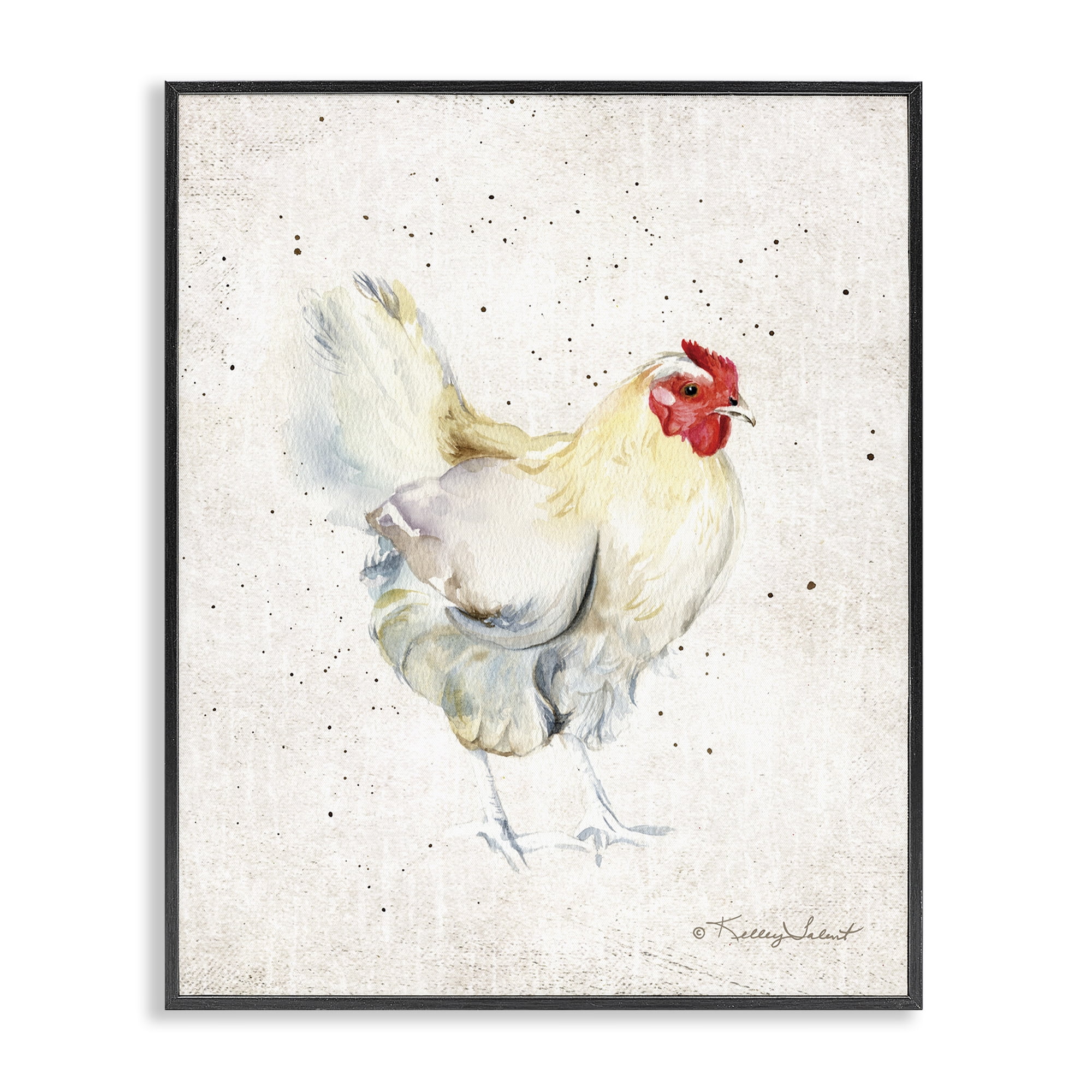 Stupell Industries Chicken with Speckled Paint Animals & Insects Painting Black Framed Art Print Wall Art, 11 x 14