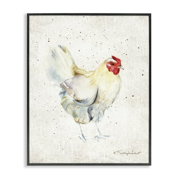 Stupell Industries Chicken with Speckled Paint Animals & Insects Painting Black Framed Art Print Wall Art, 11 x 14