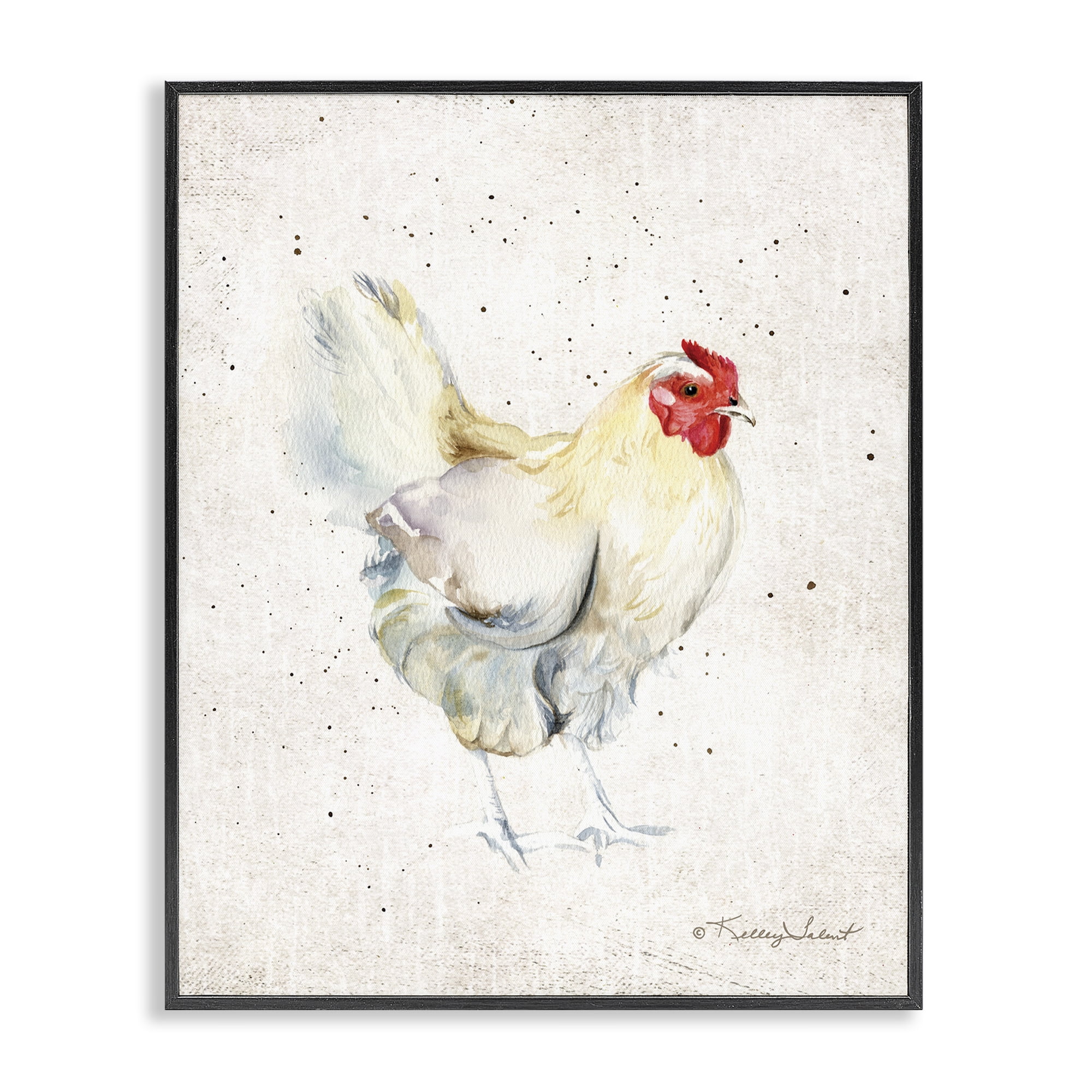 Stupell Industries Chicken with Speckled Paint Animals & Insects Painting Black Framed Art Print Wall Art, 16 x 20