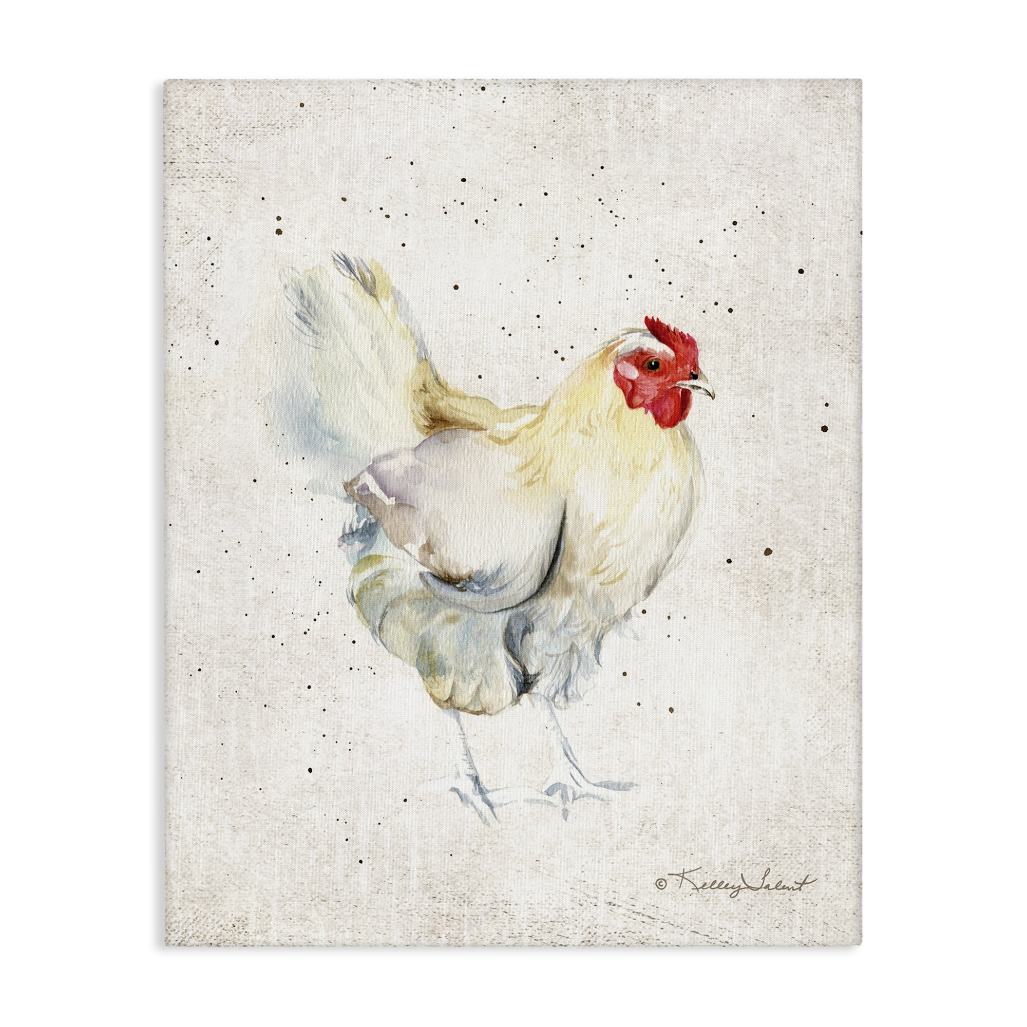 Stupell Industries Chicken with Speckled Paint Animals & Insects Painting Gallery Wrapped Canvas Art Print Wall Art, 24 x 30