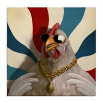 Stupell Industries Chicken with Urban Chains Animals Painting Wrapped Canvas Art Print Wall Art, 17 x 17