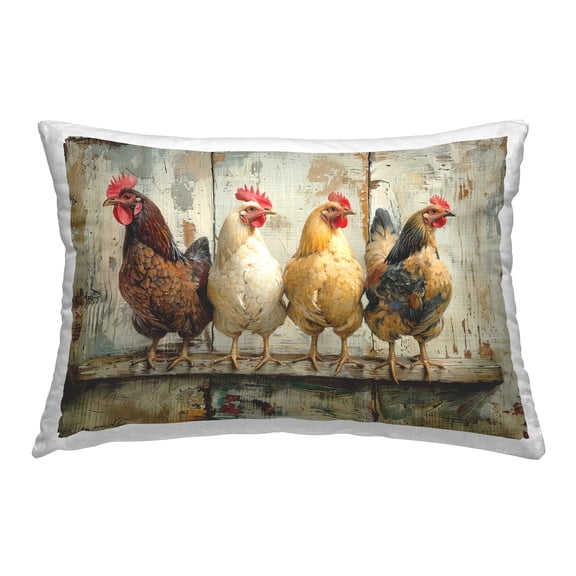 Stupell Industries Chickens In A Row Design by LSR Design Studio Outdoor Printed Pillow