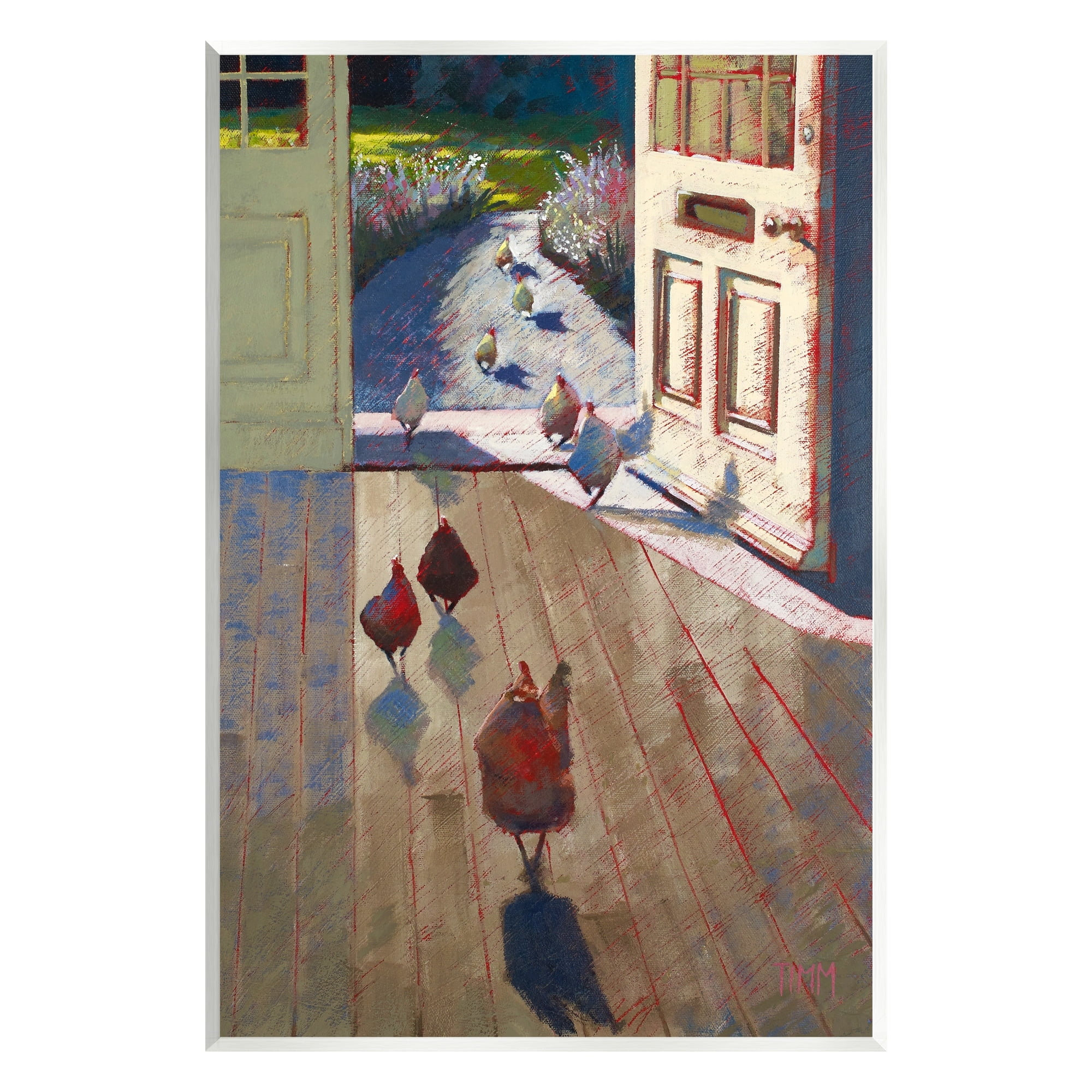 Stupell Industries Chickens Strolling Through Farmhouse Doorway Contemporary Strokes Painting Unframed Art Print Wall Art, Design by Lisa Timmerman