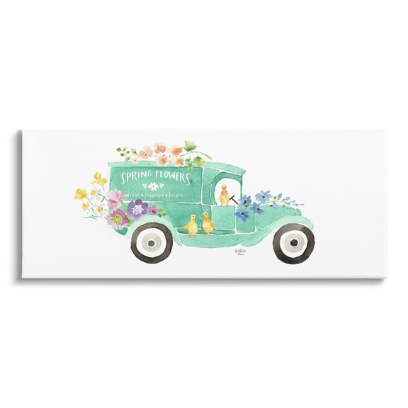 Stupell Industries Chicks Driving Spring Flowers Car Floral Blossoms Painting Gallery Wrapped Canvas Print Wall Art, Design by Heatherlee Chan