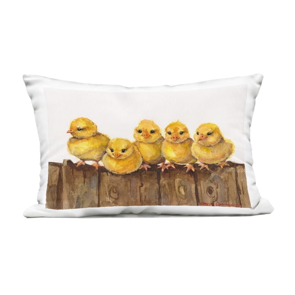 Stupell Industries Chicks on the Fence Outdoor Printed Pillow, design by George Dyachenko