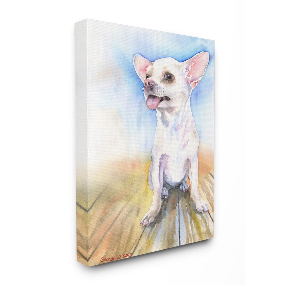 Stupell Industries Chihuahua Dog Pet Animal Watercolor Painting Canvas Wall Art by George Dyachenko