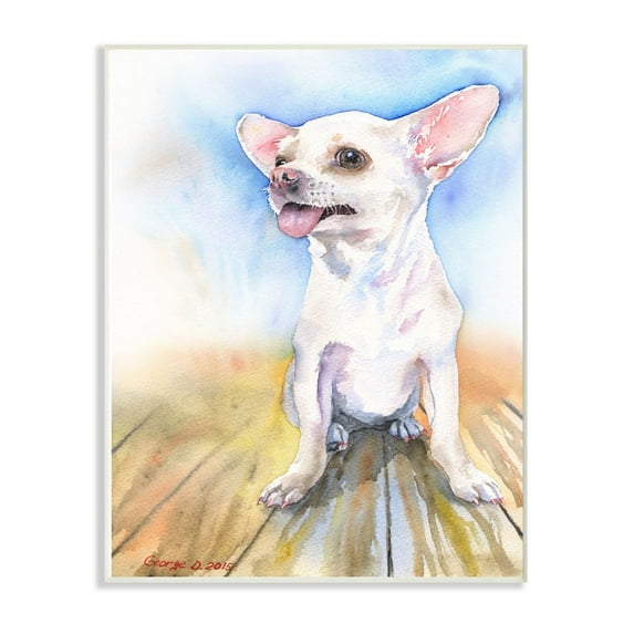 Stupell Industries Chihuahua Dog Pet Animal Watercolor Painting Wall Plaque Art by George Dyachenko