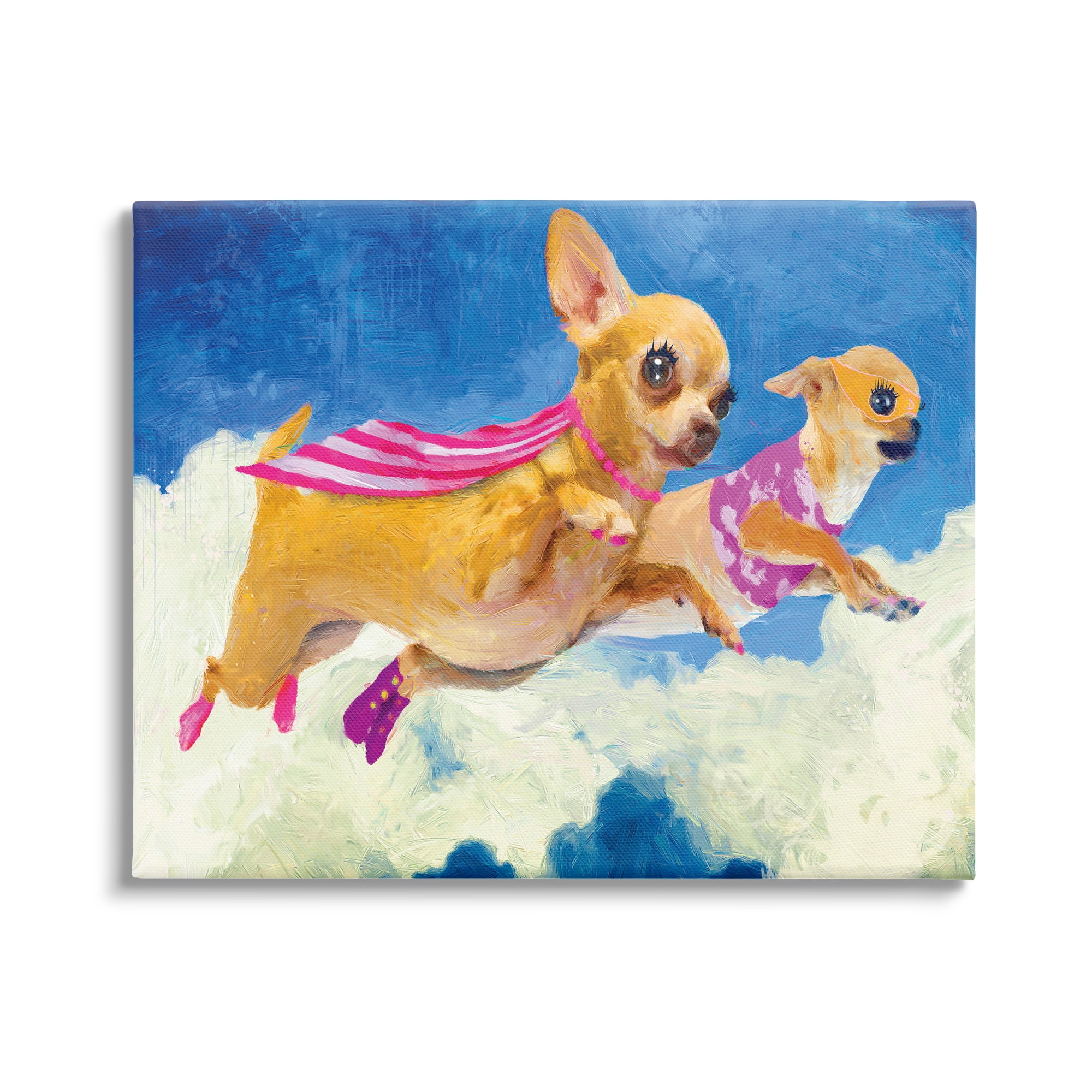 Stupell Industries Chihuahua Dogs Flying Cloudy Sky Pink Capes Canvas Wall Art, 48 x 36, Design by Porter Hastings