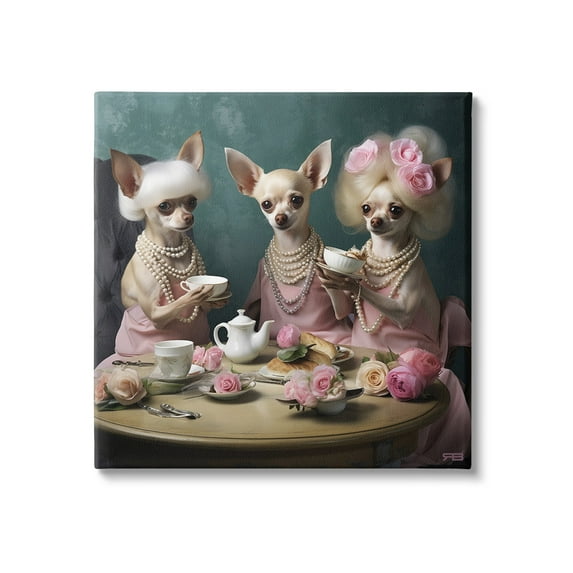 Stupell Industries Chihuahua Tea Party Animals & Insects Painting Gallery Wrapped Canvas Art Print Wall Art, 36 x 36