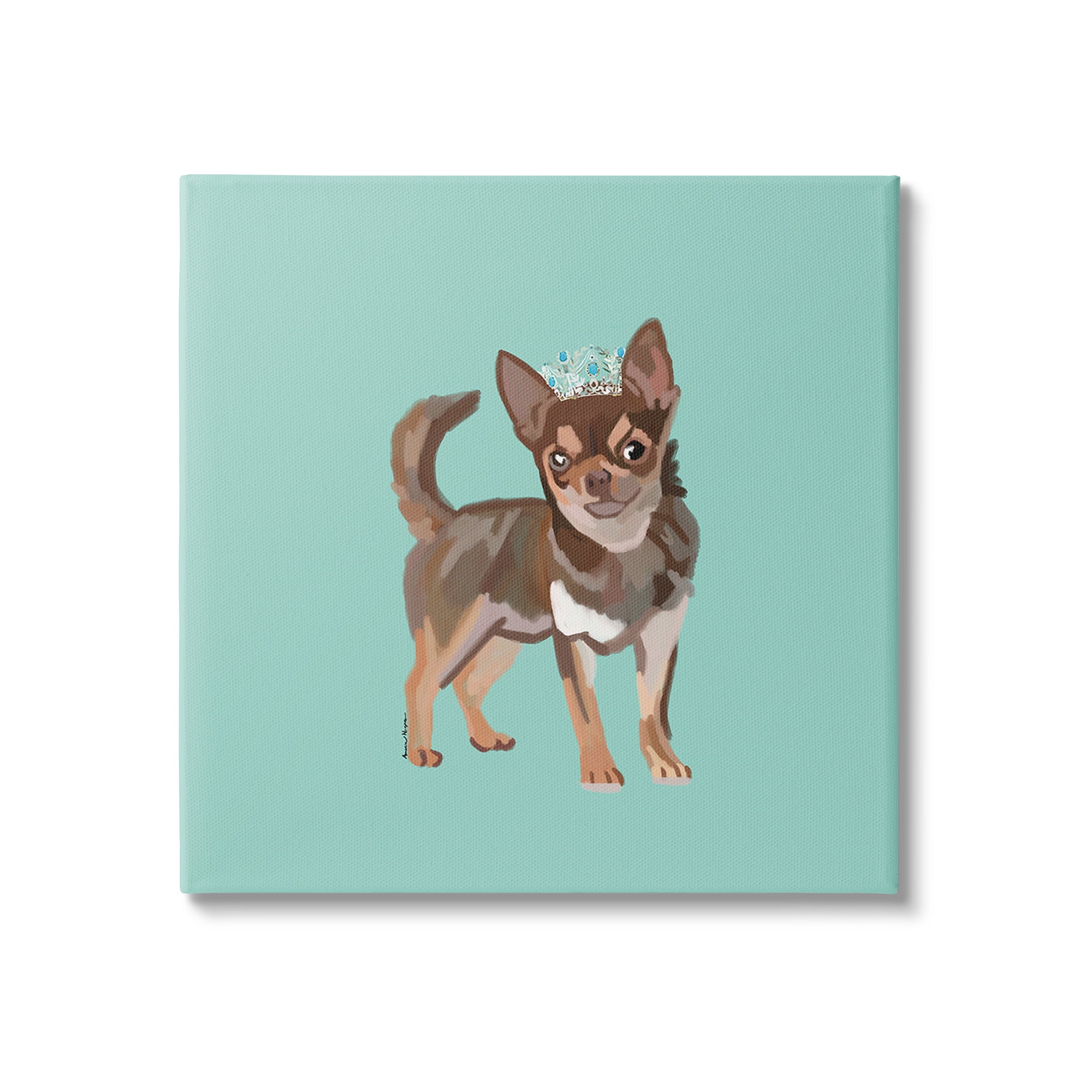 Stupell Industries Chihuahua with Crown Animals & Insects Painting Gallery Wrapped Canvas Art Print Wall Art, 24 x 24