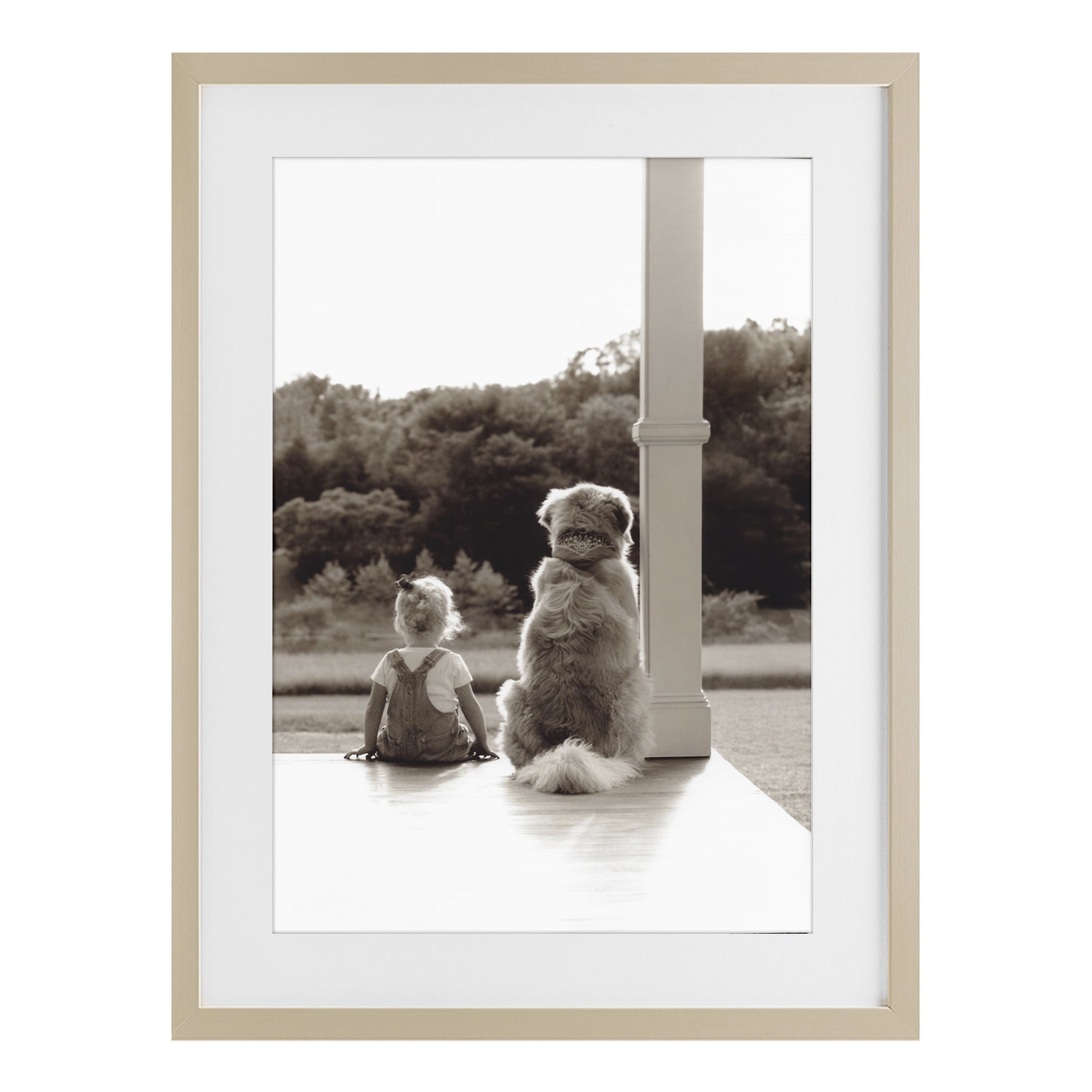 Stupell Industries Child And Dog Friendship Birch Framed Print Under Glass, design by Kendra Dew